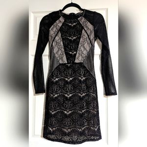 Topshop Minidress, size 2, black with tan lining on bodice,